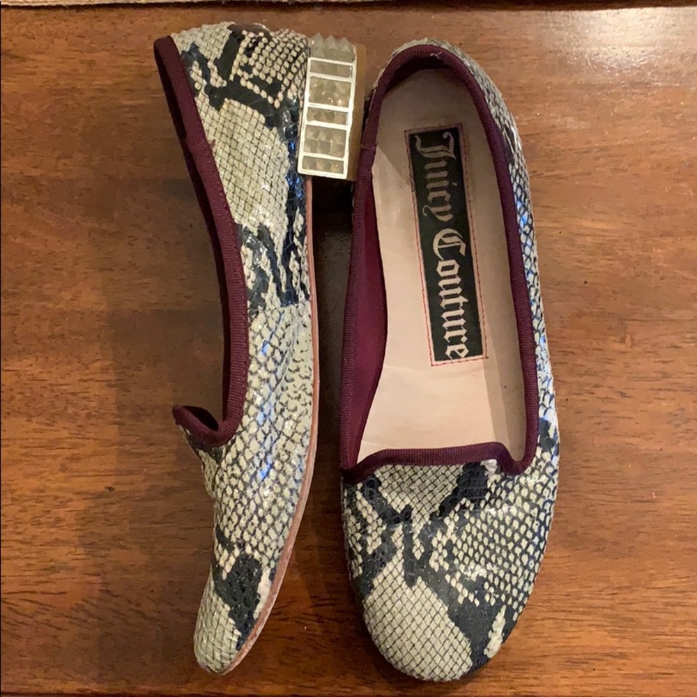 Juicy Couture snake print shoes with studded heel